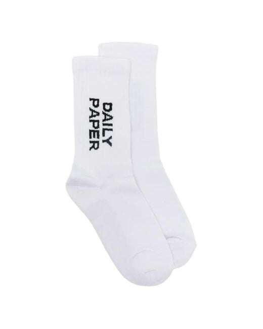 Daily Paper White Logo-Print Socks for men