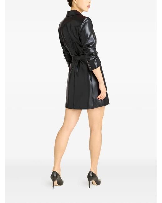 Cinq À Sept Black Belted Lapel Mini Dress