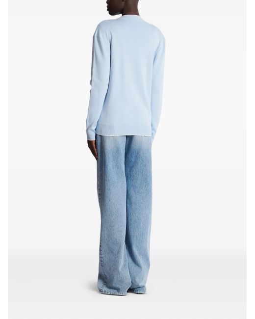 Balmain Emblem Button Cardigan Blue