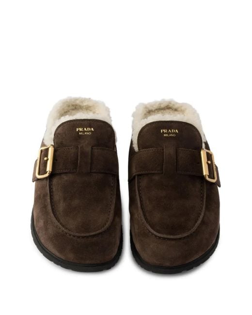 Mules En Daim Prada en coloris Brown