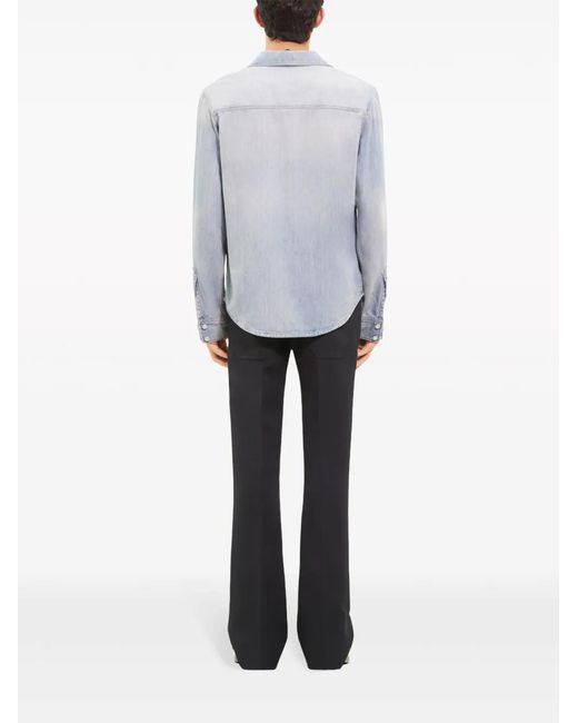 Courreges Blue Logo-Appliqué Denim Shirt