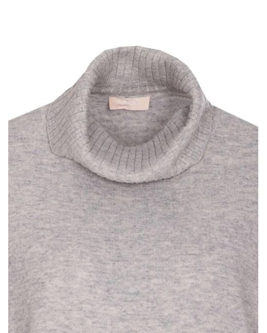Liu Jo Turtleneck Logo Sweater Gray