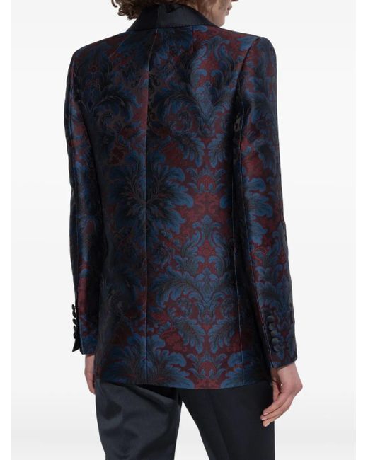 Etro Blue Blazer With Decorative Pattern