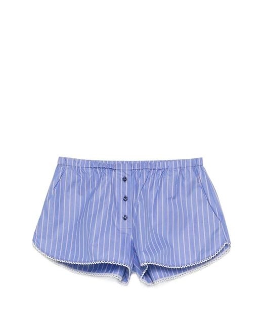 ANDAMANE Blue Arabella Striped Buttoned Shorts