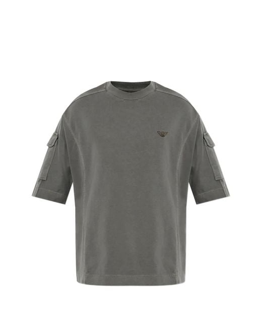 Emporio Armani Gray Crew Neck T-Shirt for men