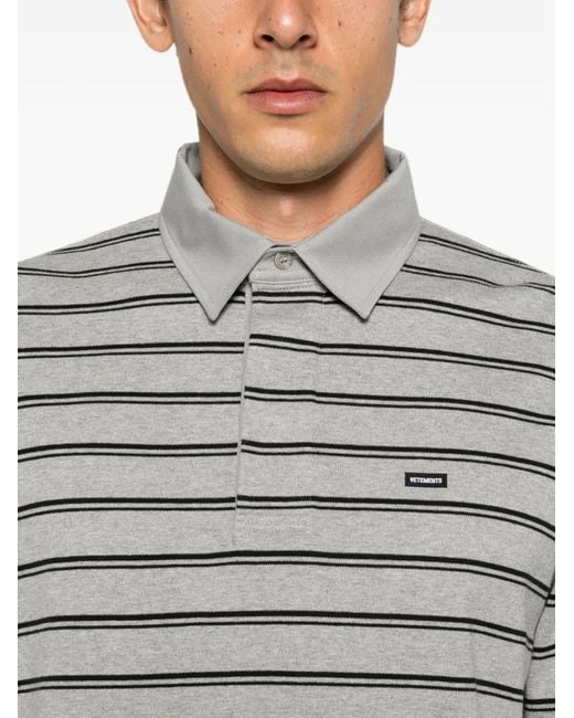 Vetements Gray Striped Long-Sleeve Polo Shirt for men