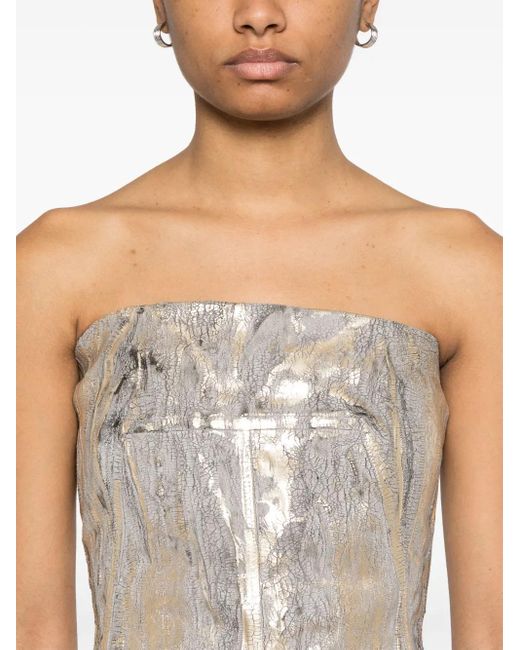 Rick Owens Metallic Bustier With Crackle Effect