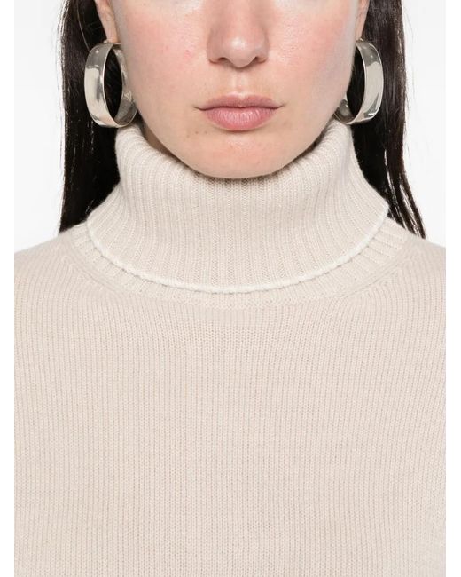 Eleventy White Roll-Neck Sweater