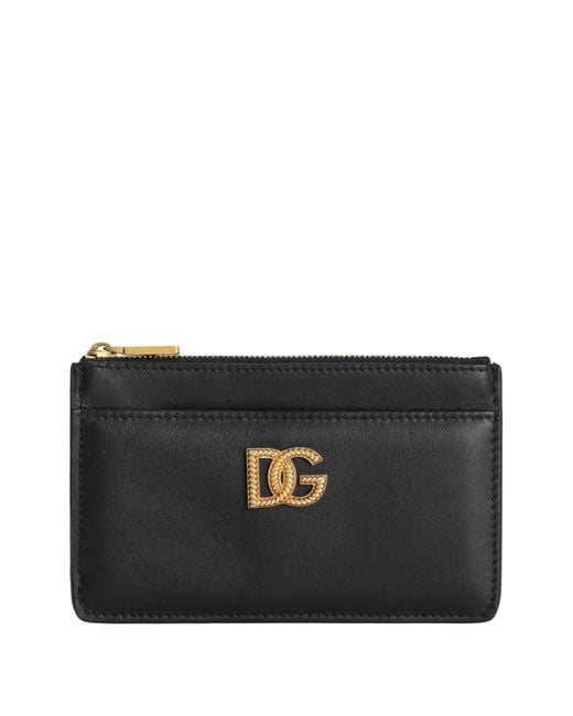 Dolce & Gabbana Black Calfskin Card Holder With Dg Logo