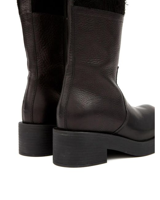 MM6 by Maison Margiela Black Panelled Buckled Leather Boots