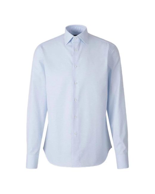 Canali Blue Micro-Patterned Button-Down Shirt for men