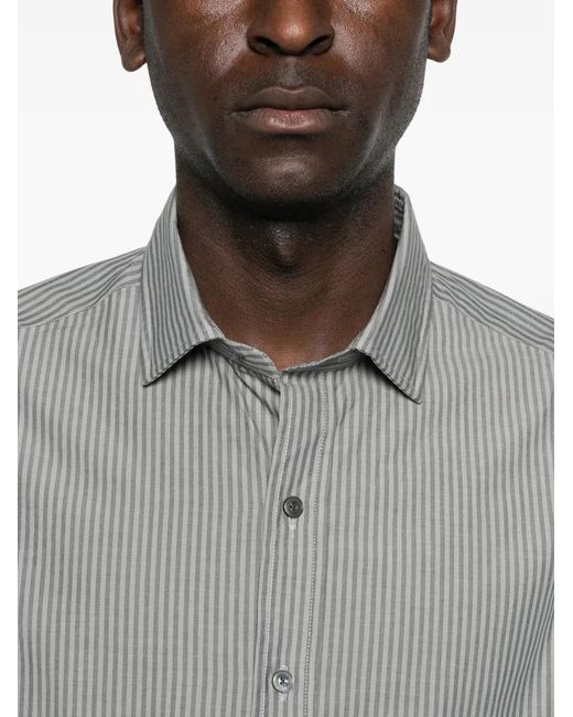 Salvatore Piccolo Gray Striped Shirt for men