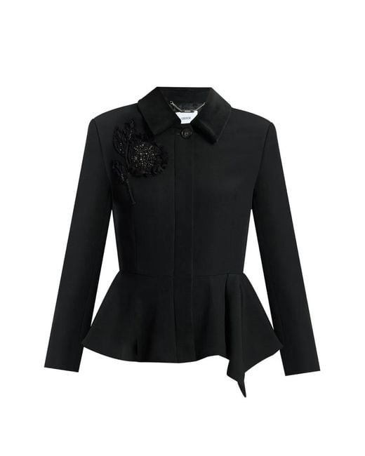 Erdem Black Embroidered Peplum Jacket