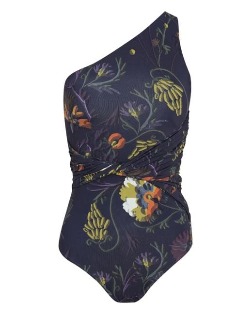 Maillot De Bain Asymétrique À Fleurs Brigitte Bardot en coloris Blue