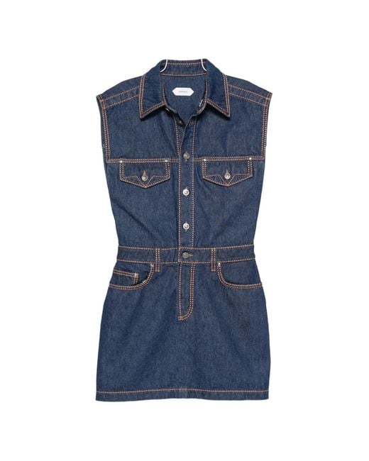 Versace Blue Embroidered Denim Mini Dress
