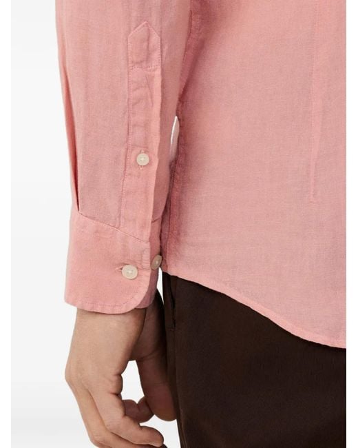 Hackett Pink Brompton Button-Down Linen Shirt for men