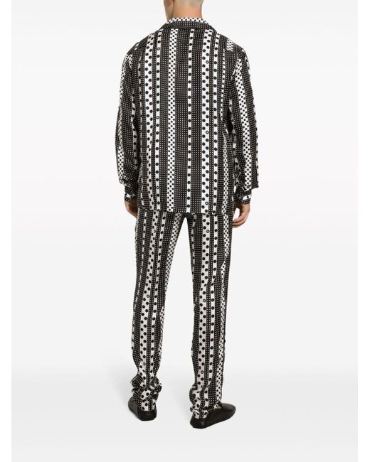 Dolce & Gabbana Seidenhemd mit Polka Dot-Print in Black für Herren