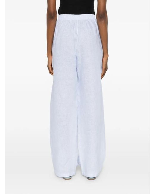 Riviera White Elasticated-Waistband Pants