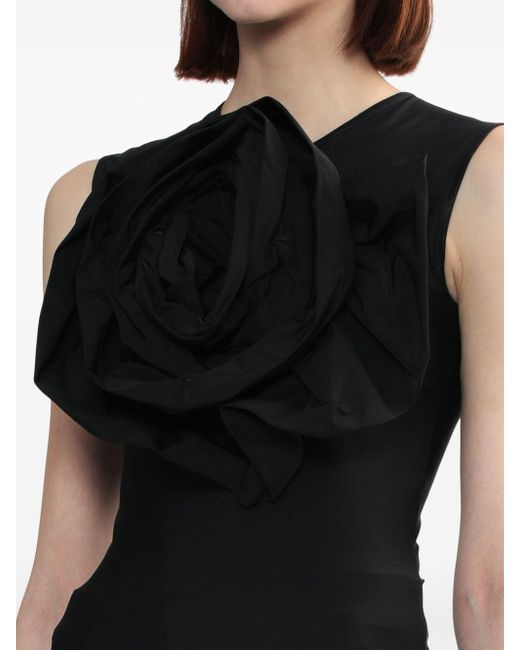 VAQUERA Black Floral-appliqué Vest Top