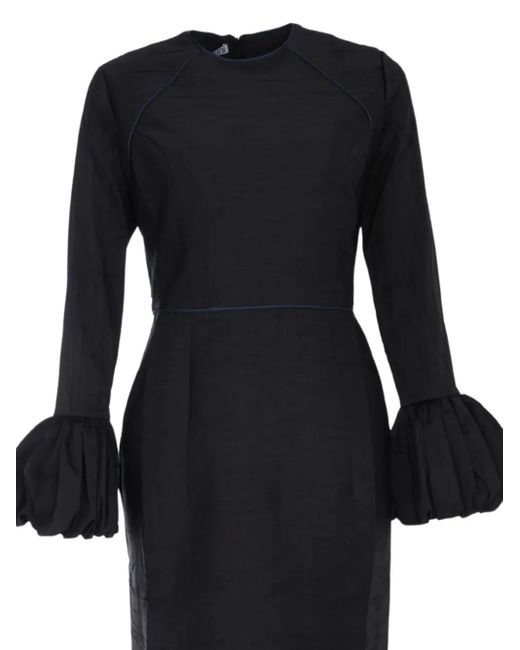 Baruni Black Talia Maxikleid mit gerüschten Bündchen
