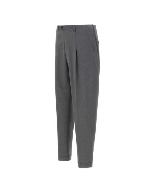 Devore Gray Front-Pleats Cuffed Trousers for men