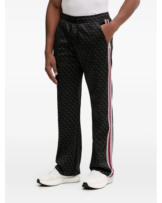 Guess Black Allover Pattern Striped Trousers for men