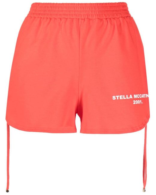 Stella McCartney Red Side Drawstring-fastening Shorts