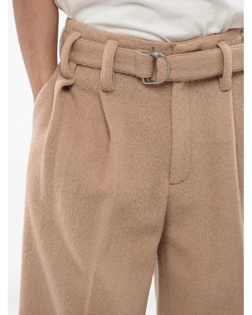 Jil Sander Natural Belted Pleated Trousers for men