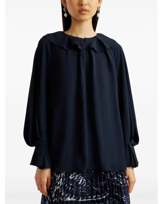 Erdem Blue Long-Sleeved Blouse