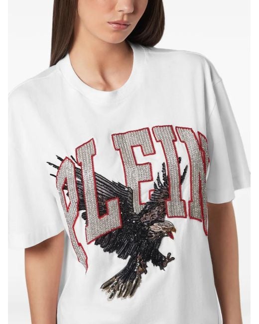 Philipp Plein White Fit T-Shirt Plein Eagle