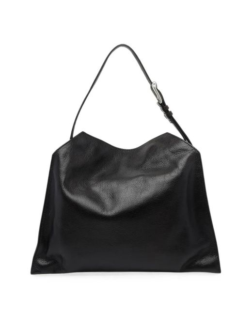 Orciani Black Trinity Soft Midi Shoulder Bag