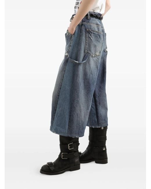 Jeans Crop Con Effetto Vissuto di Dolce & Gabbana in Blue