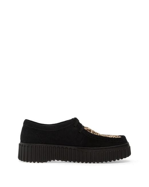 Clarks Black Torhill Bee Leopard-Print Suede Sneakers