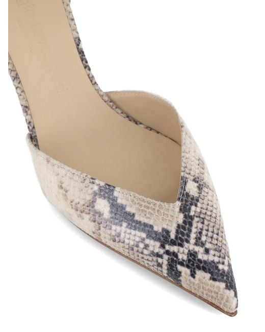 Sergio Levantesi Metallic Décolletè Camelia 6 Aspis Ankle Strap Snakeskin Pumps