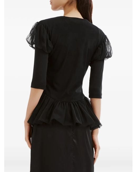 Simone Rocha Verfraaide Peplum Top in het Black