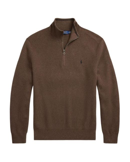 Polo Ralph Lauren Brown Quarter-Zip Pullover Sweater for men