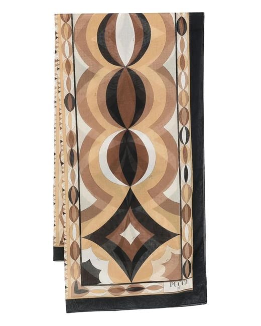 Emilio Pucci Brown Geometric Print Scarf