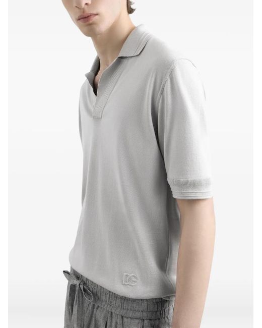 Dolce & Gabbana Gray Silk Polo Shirt for men