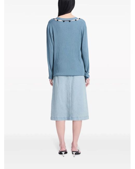 Proenza Schouler Blue Elsie Cut-Out Jumper