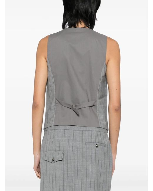 Moschino Gray Checked Waistcoat