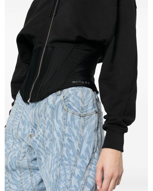 Hoodie à détail de corset Mugler en coloris Black