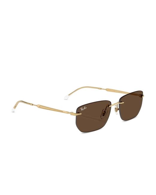 Ray-Ban Brown Rimless Rectangle-Frame Sunglasses