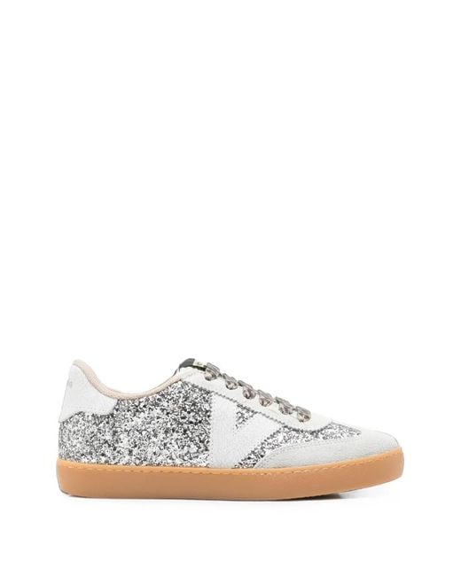Victoria White Glitter-Effect Leopard-Print Sneakers