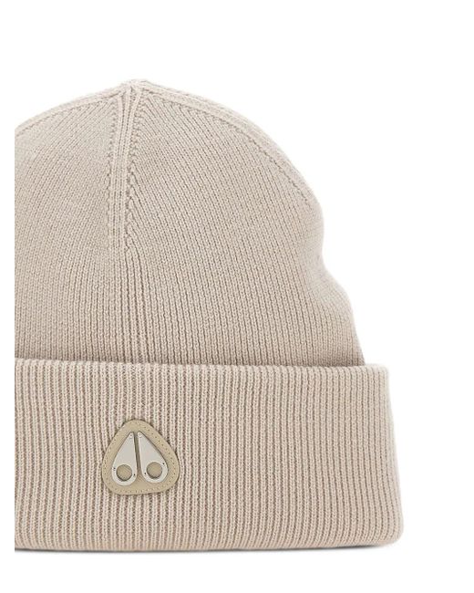 Moose Knuckles Natural Logo-Plaque Ribbed Beanie for men