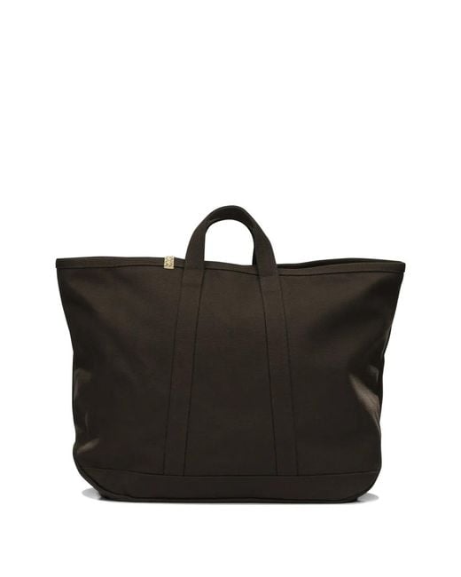 Visvim Black Large Rime Logo-Detail Cotton Tote Bag for men