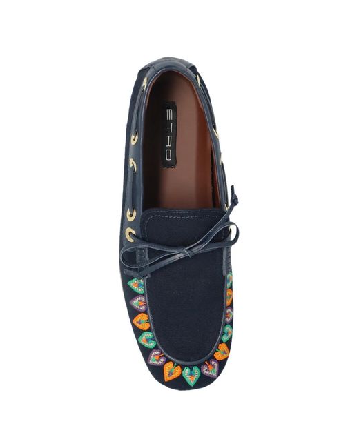 Etro Blue Embroidered Eyelet Sneakers