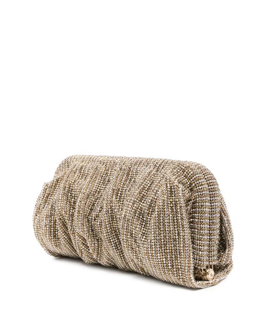Benedetta Bruzziches Gray Beaded Pleated Clutch Bag