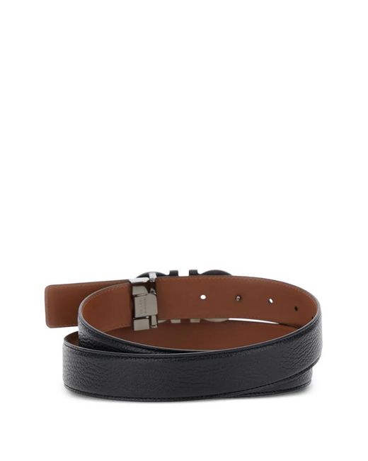 Ferragamo Brown Gancini-Buckle Leather Belt for men