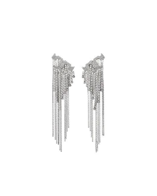 Tory Burch White Logo-Ohrringe Mit Kristallen