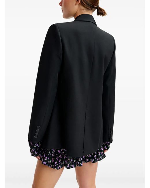 Essentiel Antwerp Black Double-Breasted Padded-Shoulder Blazer